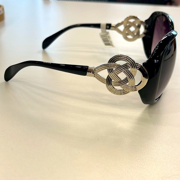 Brand New Round Oversized Black Sunglasses Purple Ombre Fade Lens Celtic Knot - Picture 9 of 15